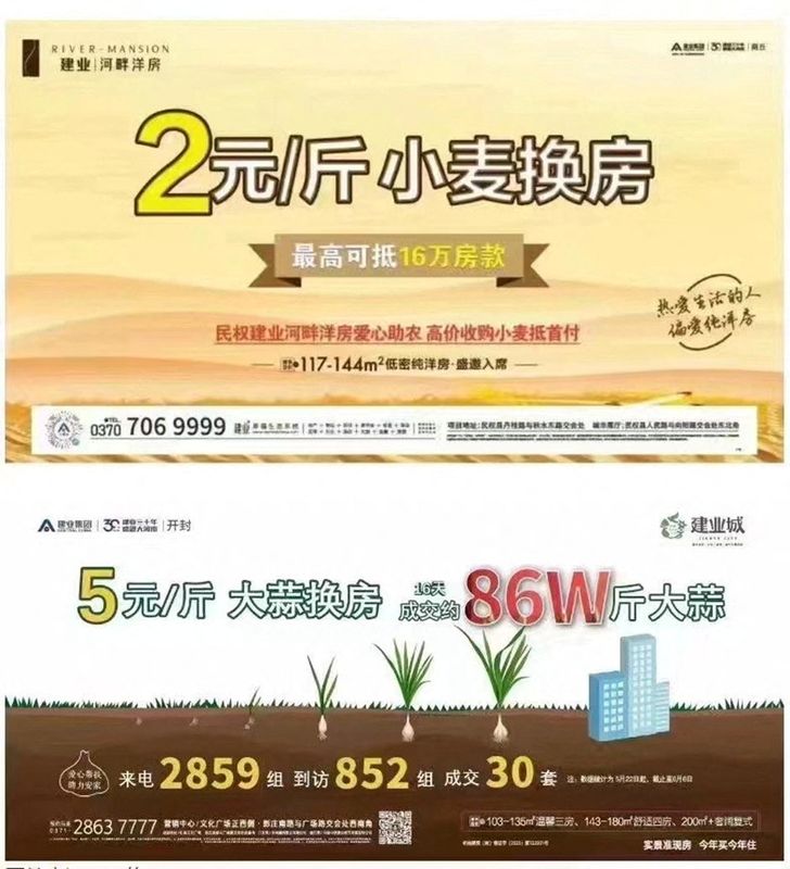 Desperate Chinese property developer willing to 'swap wheat for house'