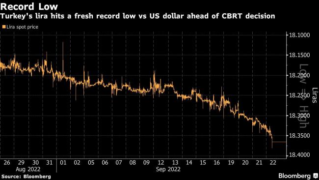 Turkish Lira Weakens to Record Low Ahead of Rates Meeting