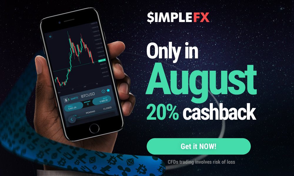 SimpleFX Hoàn Tiền Tới USD500 Trong Tháng Tám - Giao Dịch với Chênh Lệch Giá Mua Thấp Hơn 20% !