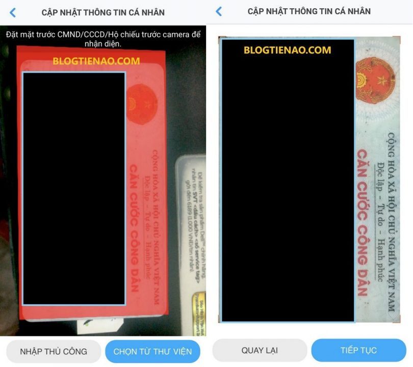 Scan mặt trược thẻ cccd