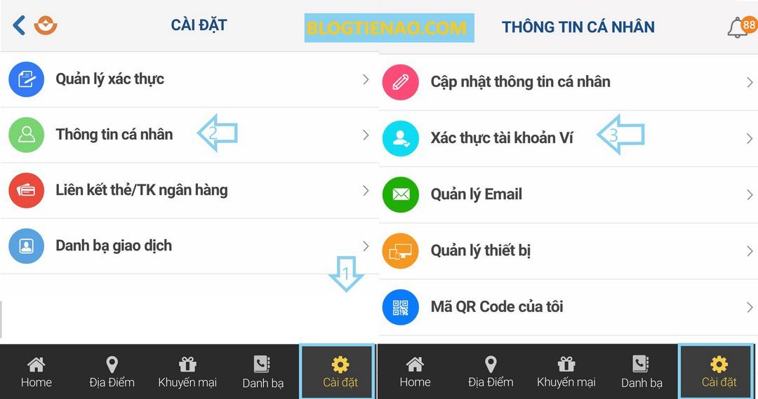 Xác thực tài khoản Ví Việt