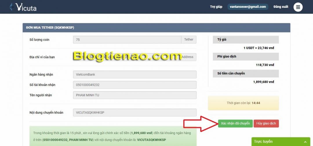 Cách mua USDT trên Vicuta. Ảnh 5