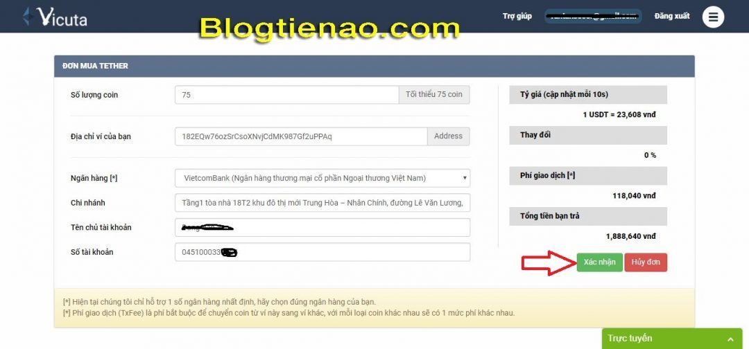 Cách mua USDT trên Vicuta. Ảnh 2
