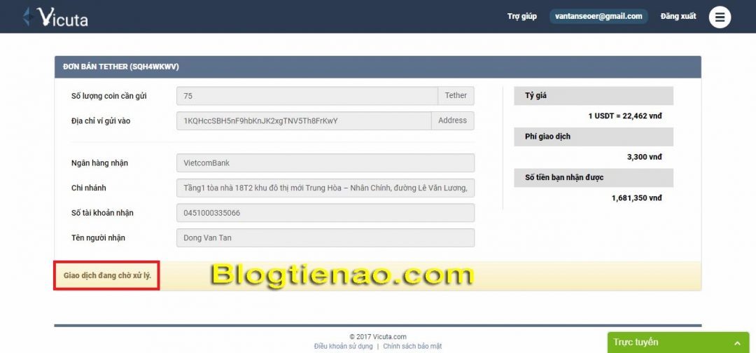 Cách bán USDT trên Vicuta. Ảnh 4