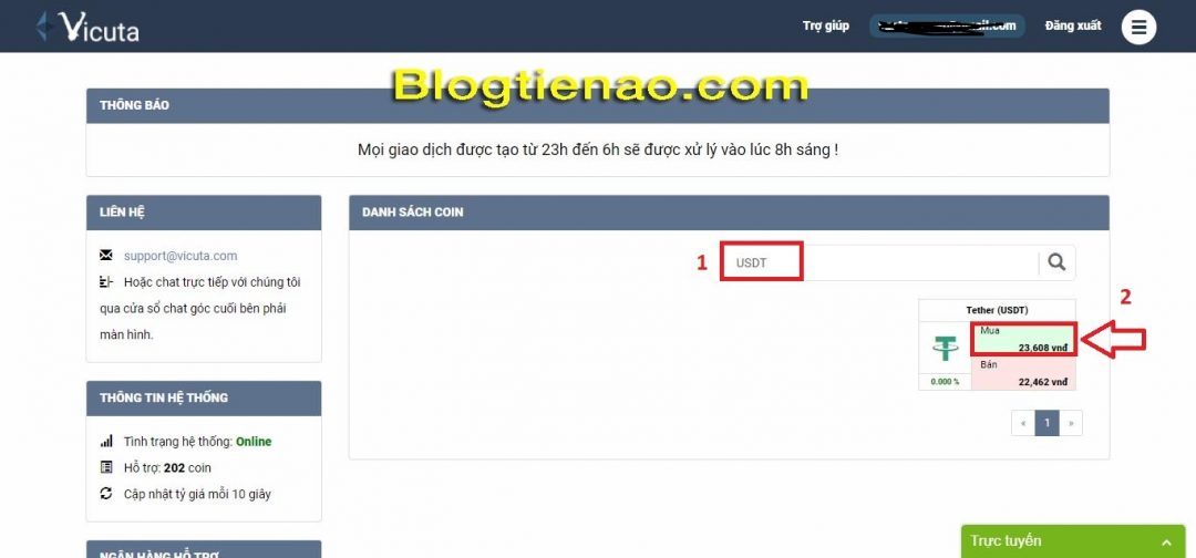 Cách mua USDT trên Vicuta. Ảnh 1