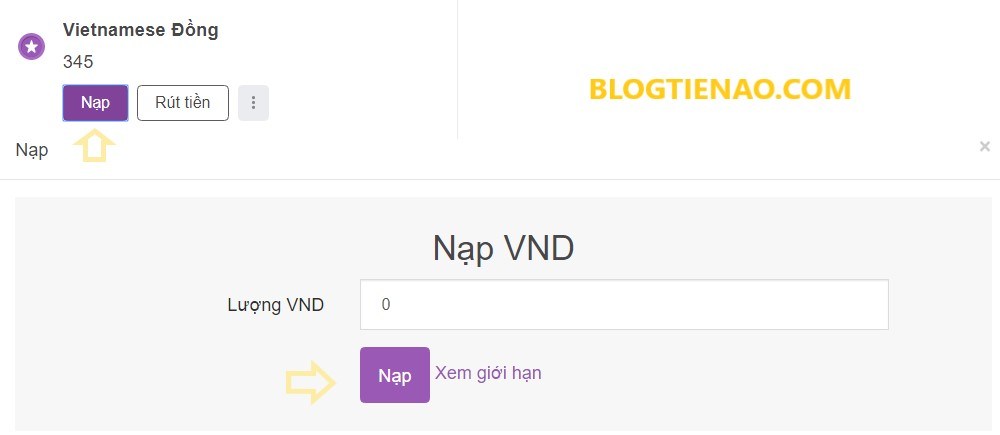 Nạp VND vào sàn Remitano