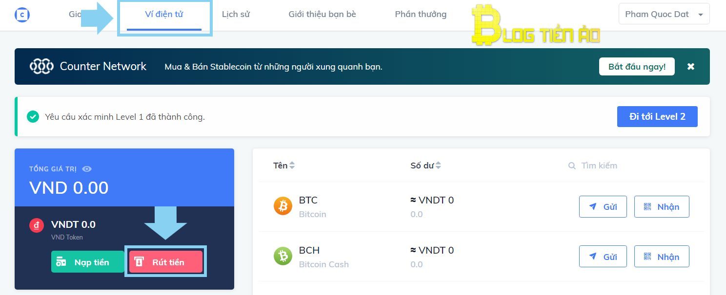 Rút VND từ sàn Coinhako về tài khoản Ngân hàng