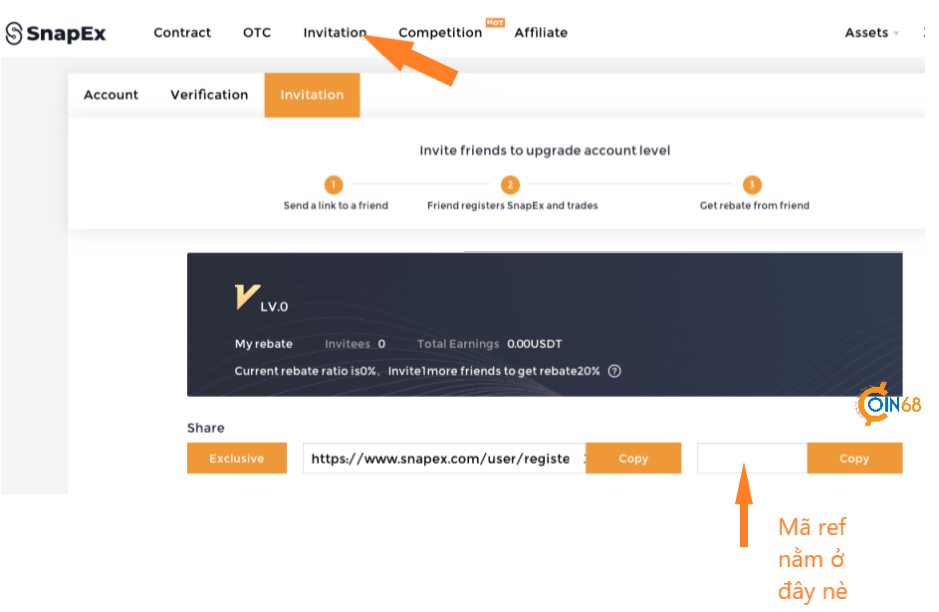 Cách lấy link ref giới thiệu sàn SnapEx 