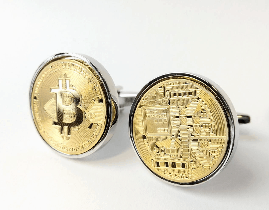 Khuy cài áo bitcoin mạ vàng