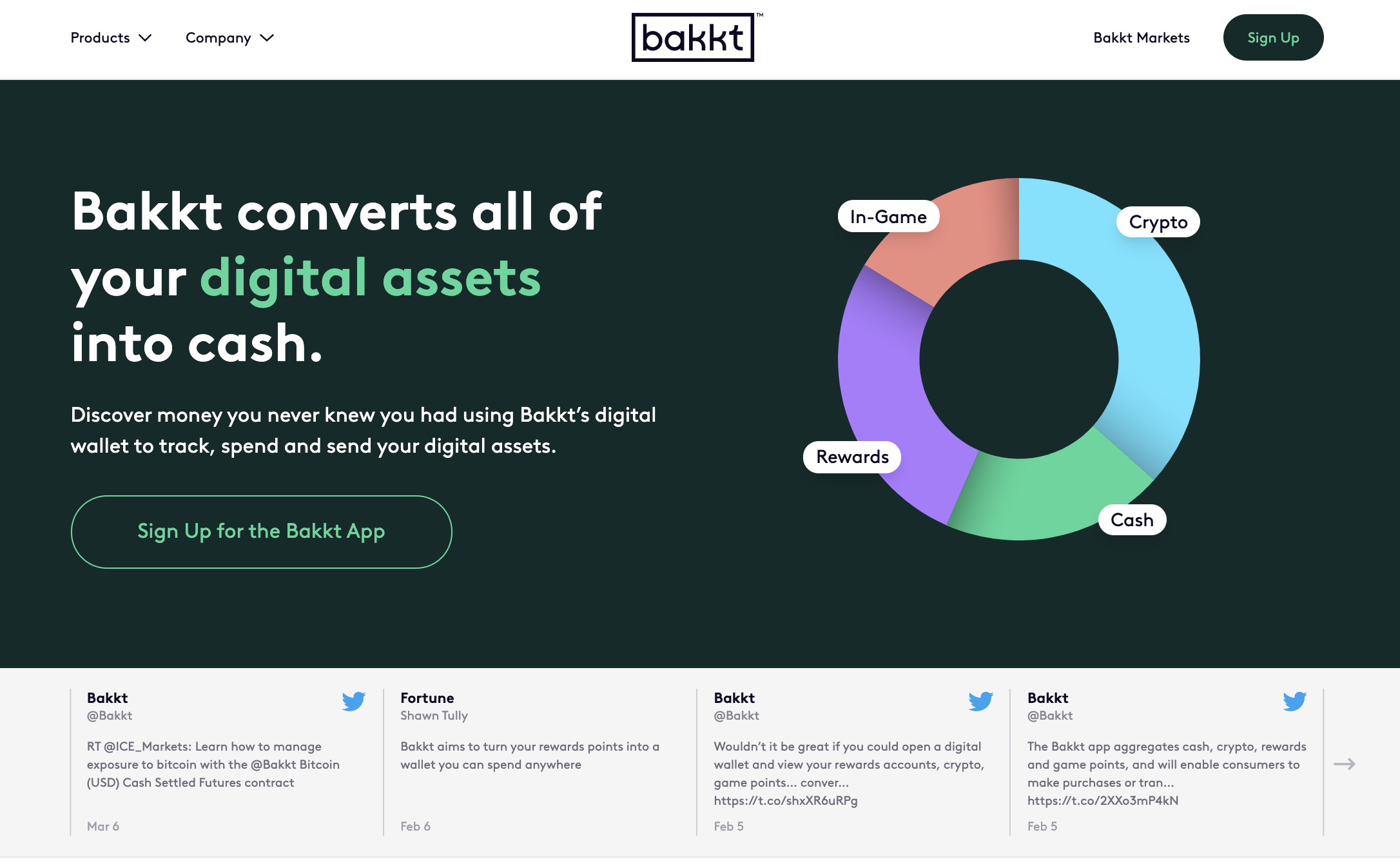 Homepage of the new Bakkt website