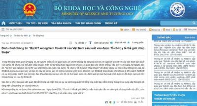 Bộ KH-CN đính chính thông tin 'bộ kit test Covid-19 của Việt Á được WHO chấp thuận'