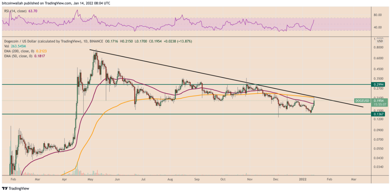 Dogecoin (DOGE) tăng 25% sau khi Musk thông báo Tesla có thể chấp nhận thanh toán